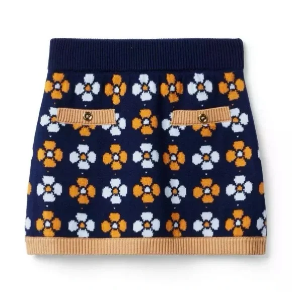 NWOT Janie and Jack Navy Retro Knit Skirt - Picture 1 of 5